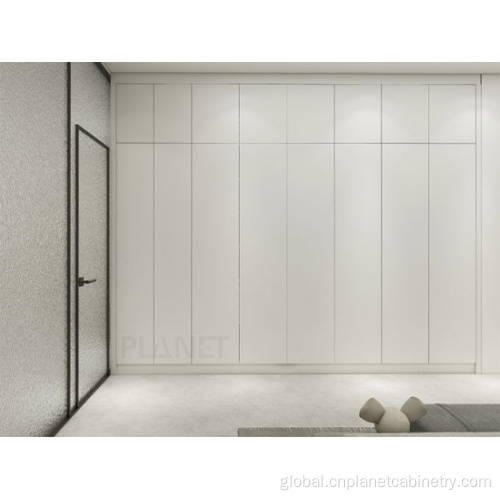 built in wardrobes New Design Sliding Door Wooden White Simple Wardrobe Factory